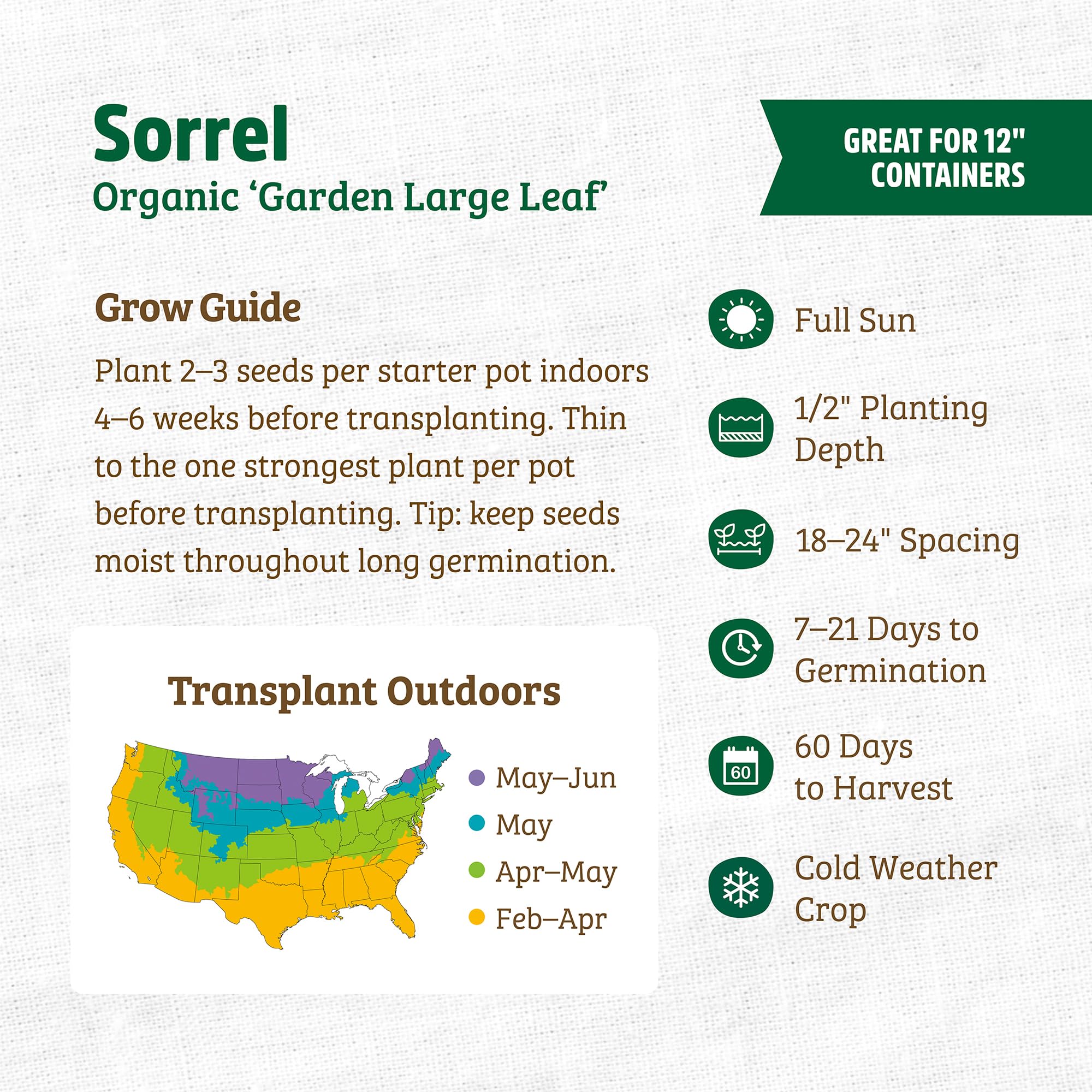 Back to The Roots 100% Organic Heirloom Seeds - Large Leaf Sorrel Value Pack (1.5g Total) - Image 3